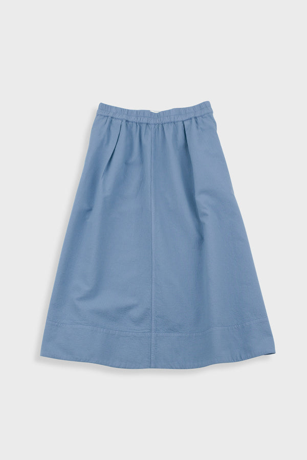 folk Full Seam Skirt - Light Indigo Topstitch
