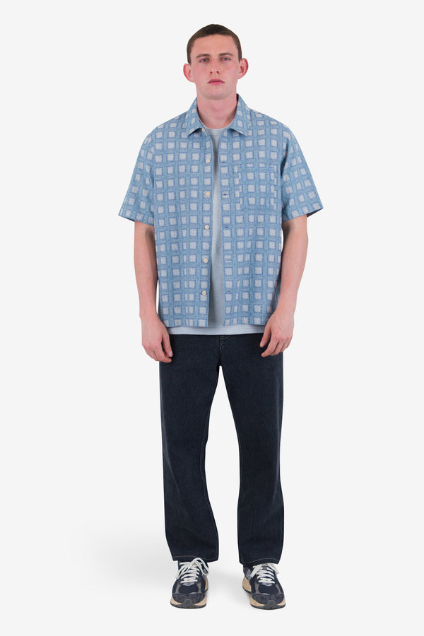 Folk Gabe Shirt - Blue Tile Tapestry