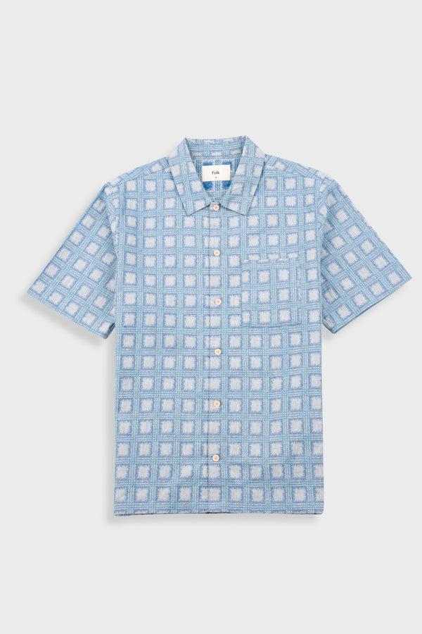 folk Gabe Shirt - Blue Tile Tapestry
