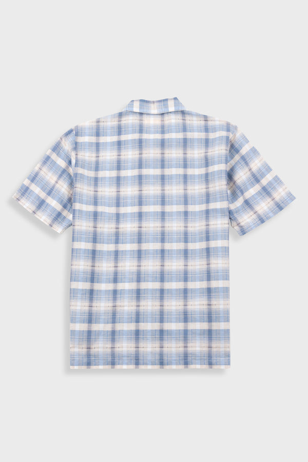 Folk Gabe Shirt - Soft Blue Open Check