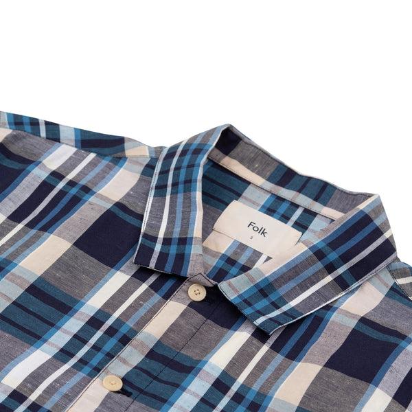 Folk Gabe Shirt - Yellow Cyan Check