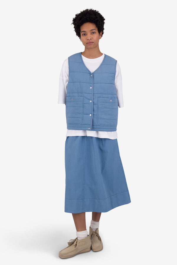 Folk Gilet - Light Indigo Topstitch