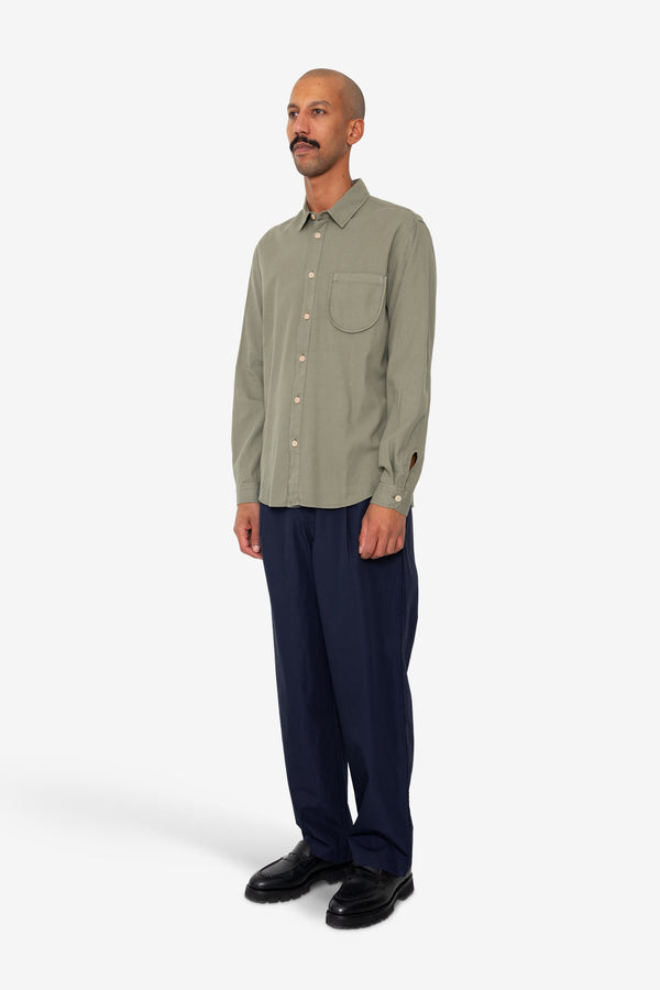 Folk Herringbone Curve Shirt - Olive
