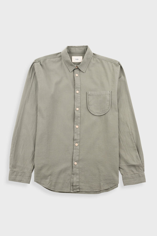 folk Herringbone Curve Shirt - Olive