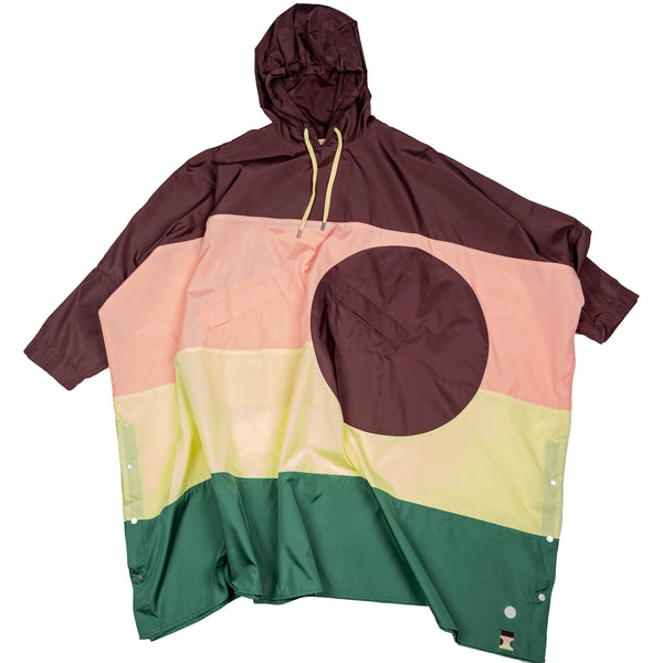 folk Hooded Poncho - Nature Multi