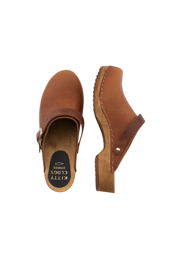 Folk Kitty Clogs - Low Klassisk With Strap - Earth