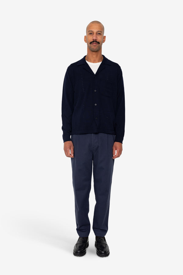 Folk Knitted Shirt - Navy