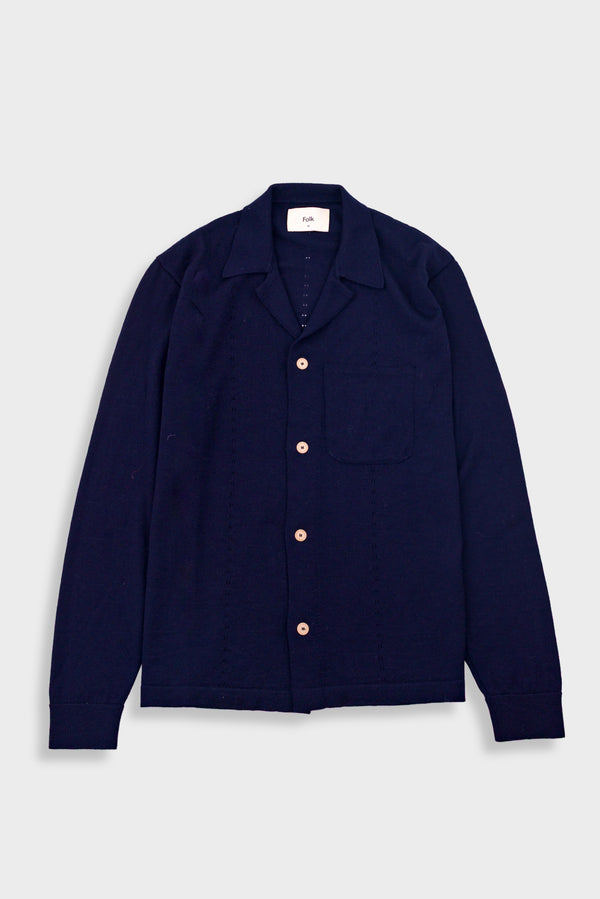 folk Knitted Shirt - Navy