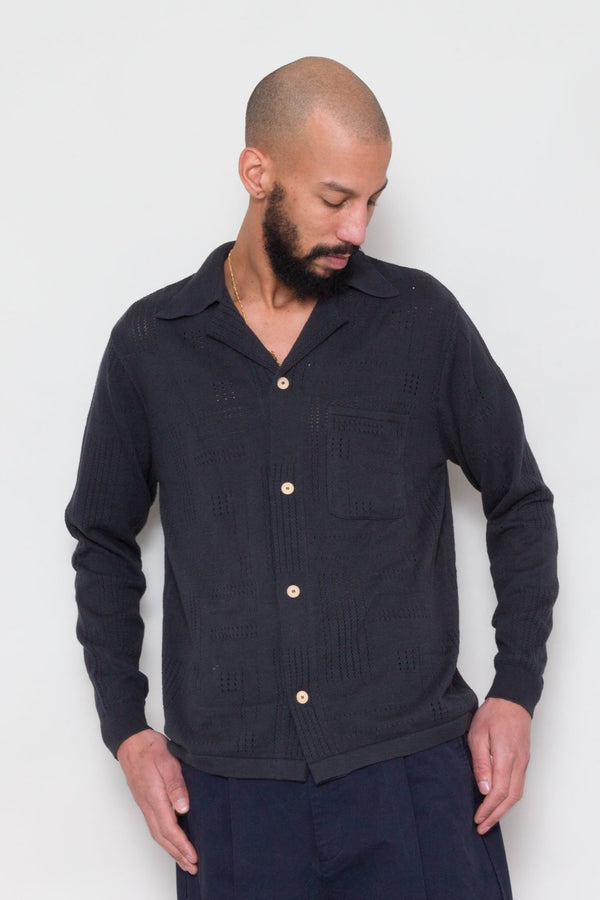 Folk Knitted Shirt - Soft Black