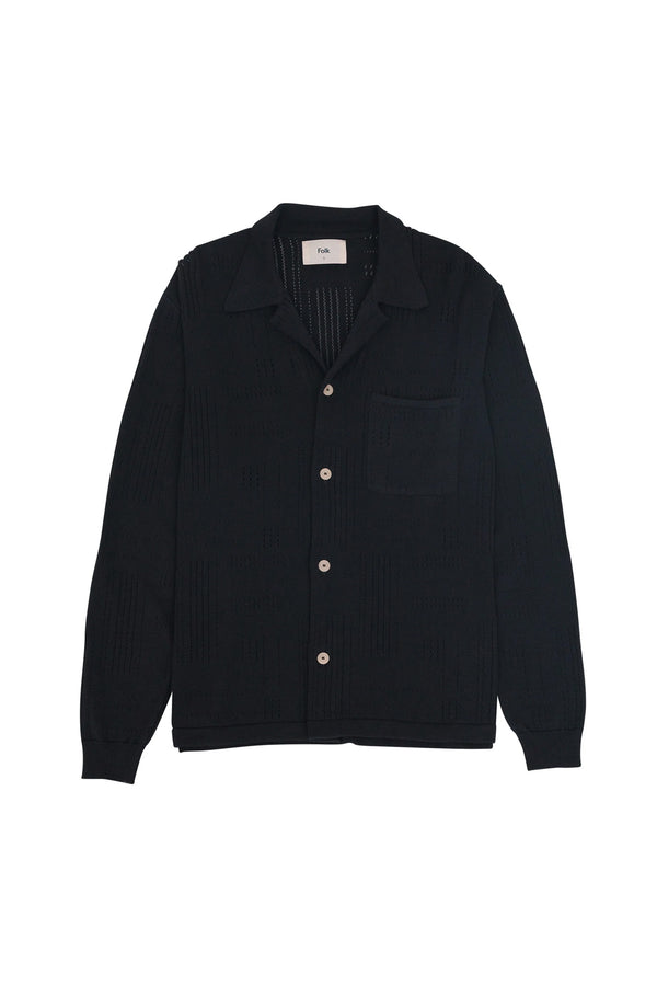 folk Knitted Shirt - Soft Black