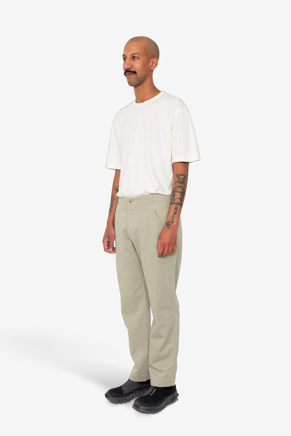 Folk Lean Assembly Pant - Light Olive Brushed Twill