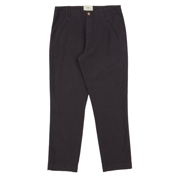 Folk Lean Assembly Pant - Soft Black Linen