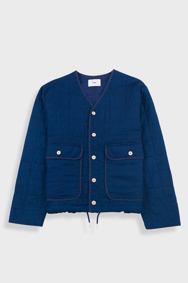 folk Lightweight Liner Jacket - Indigo Microcheck