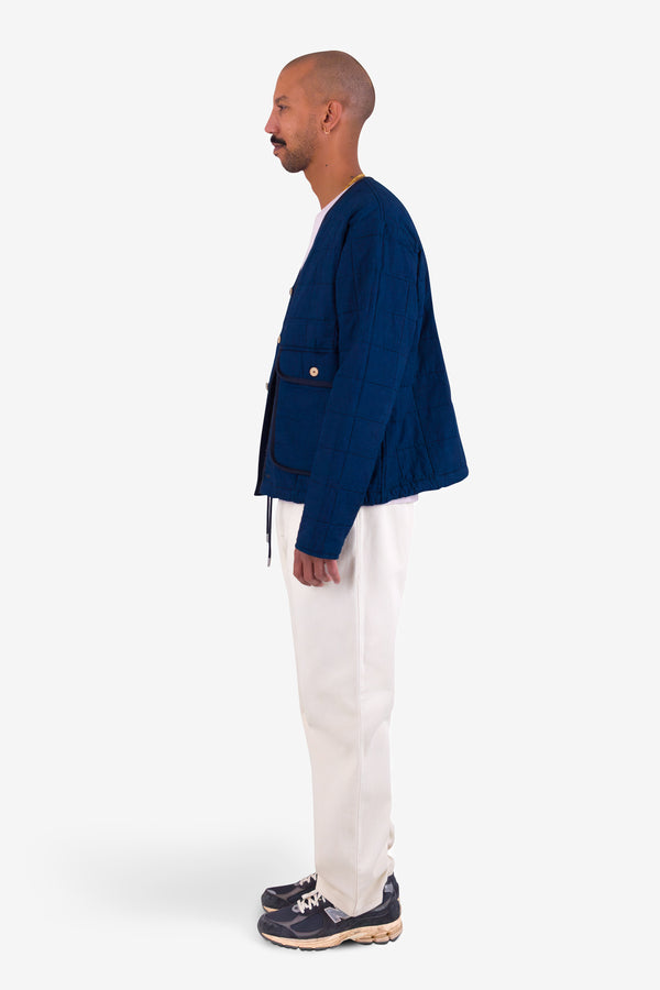 Folk Lightweight Liner Jacket - Indigo Microcheck