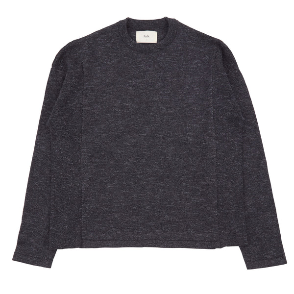 folk Lightweight Rib Crew - Soft Black