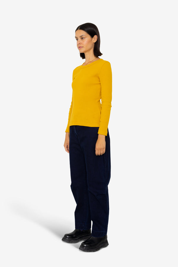 Folk Long Sleeve Fitted T-Shirt - Chrome Yellow