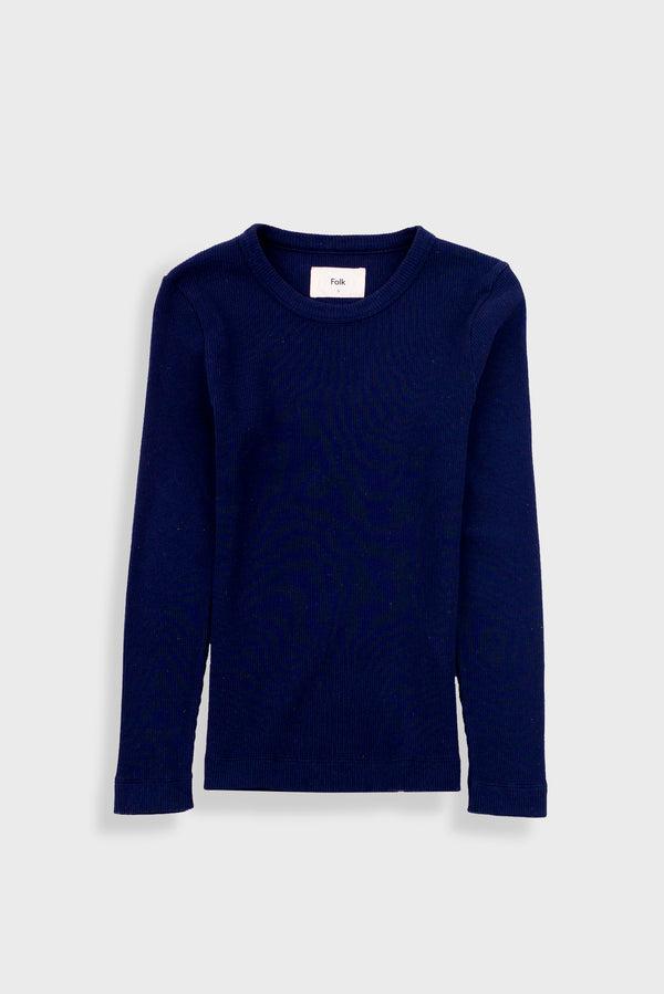 folk Long Sleeve Fitted T-Shirt - Ink