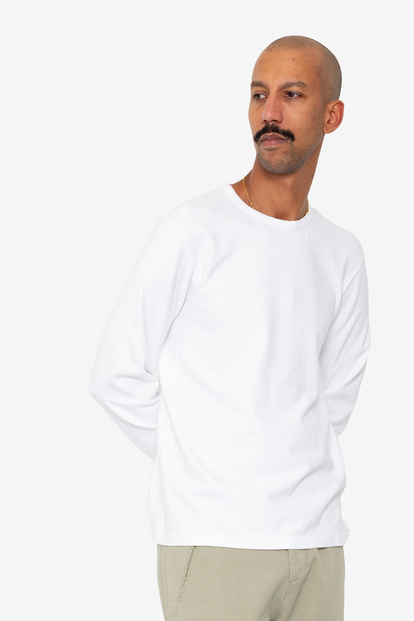Folk Long Sleeve Textured T-Shirt - White