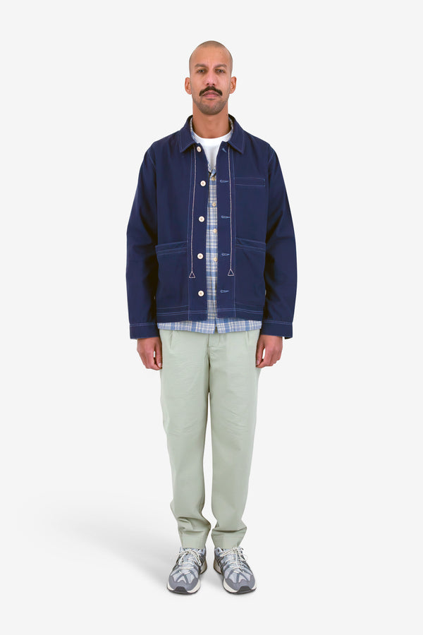 Folk Lunar Jacket - Ink Blue Crinkle Canvas