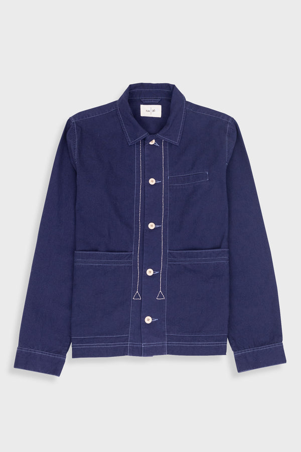 folk Lunar Jacket - Ink Blue Crinkle Canvas