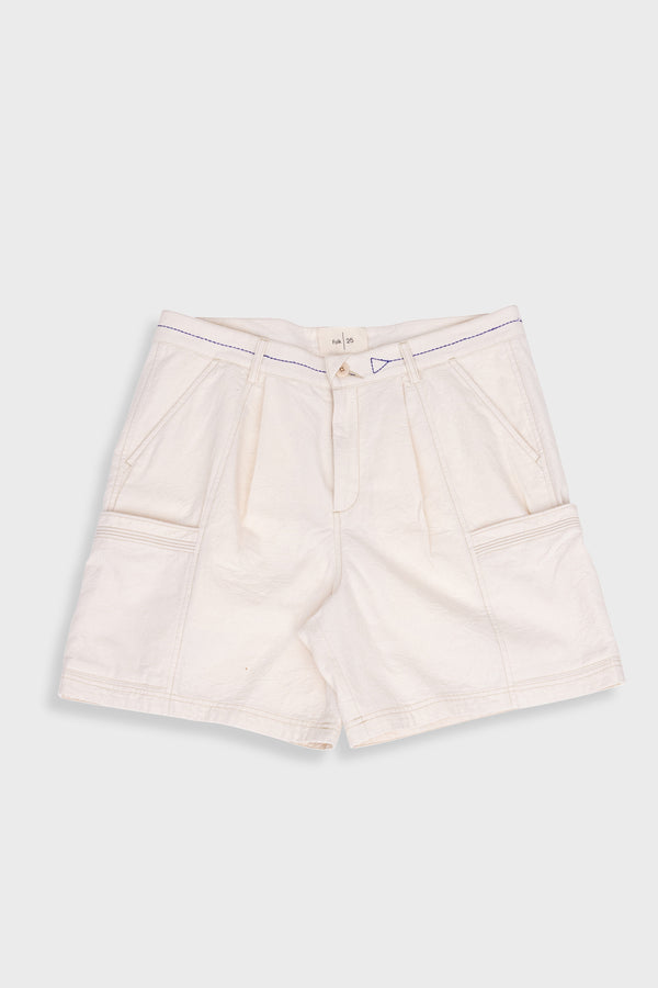 folk Lunar Shorts - Ecru Crinkle Canvas
