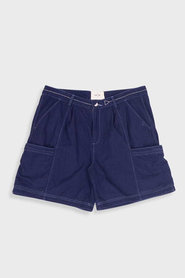 folk Lunar Shorts - Ink Blue Crinkle Canvas