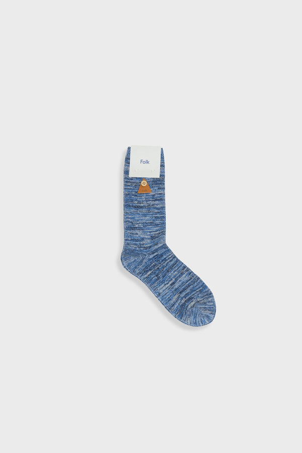 folk Melange Socks - Deep Blue Mix
