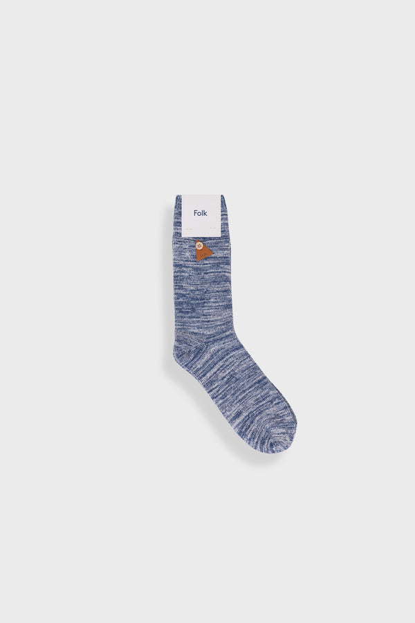 folk Melange Socks - Ecru Soft Blue Mix