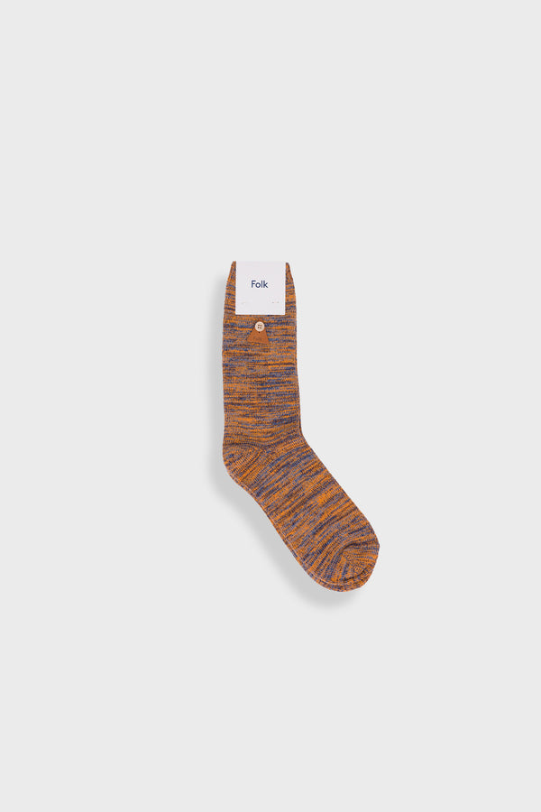 folk Melange Socks - Orange Soft Blue Mix