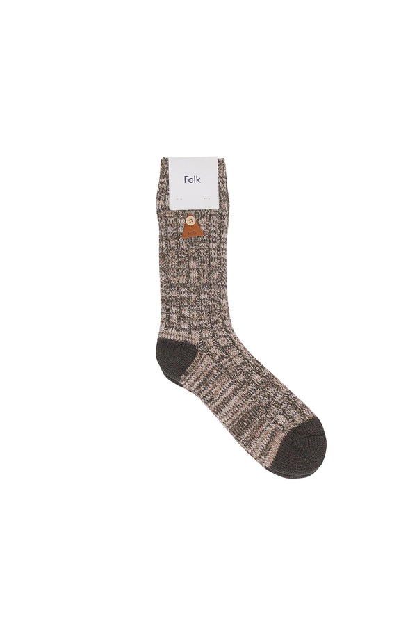folk Melange Wool Sock - Dark Sage Melange