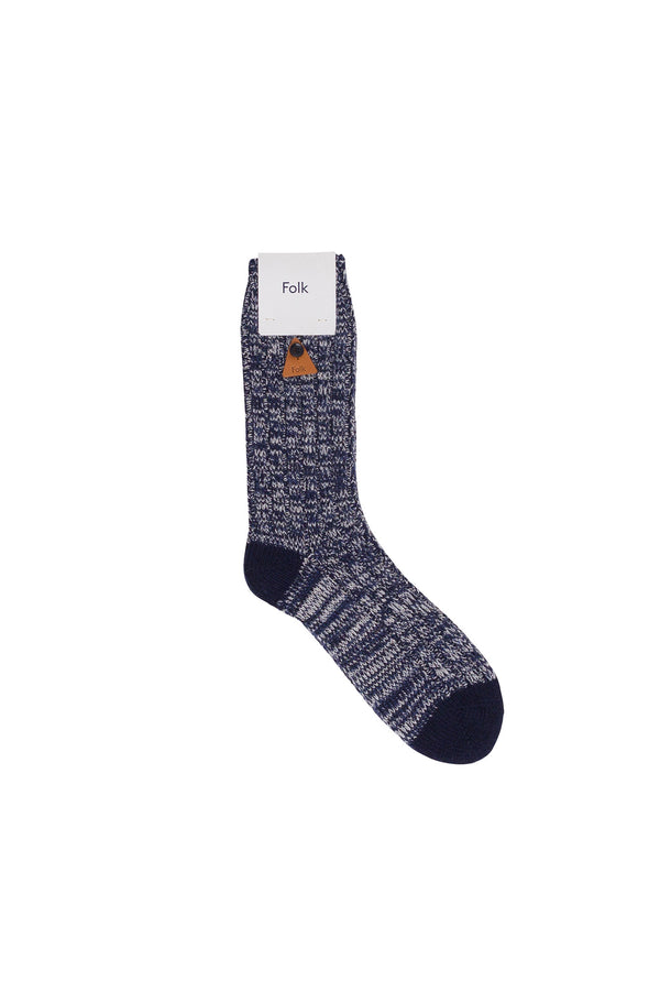 folk Melange Wool Sock - Navy Melange