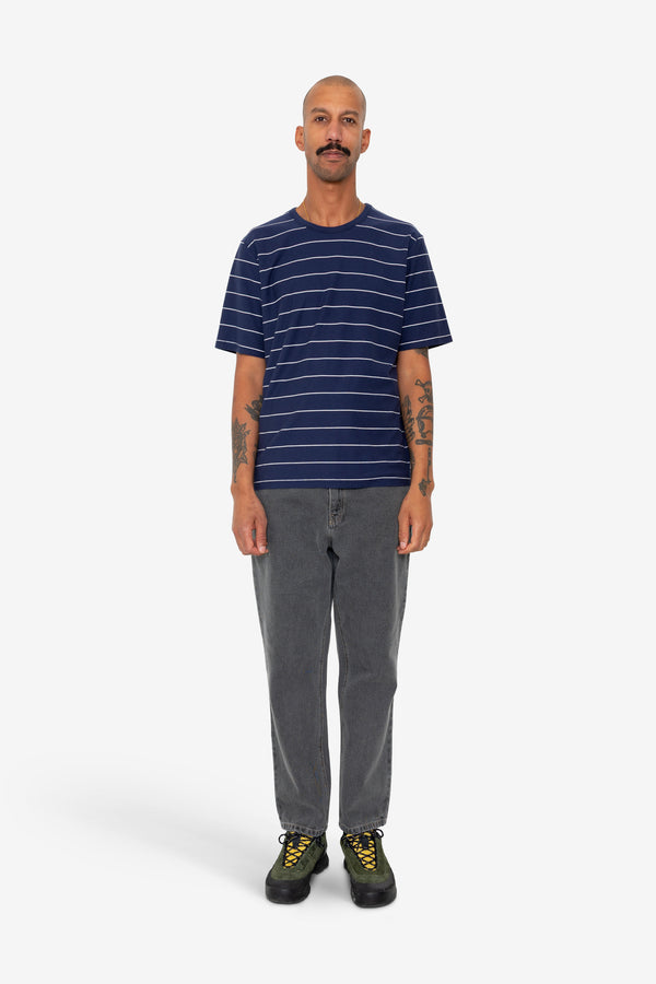 Folk Microstripe T-Shirt - Navy / Ecru