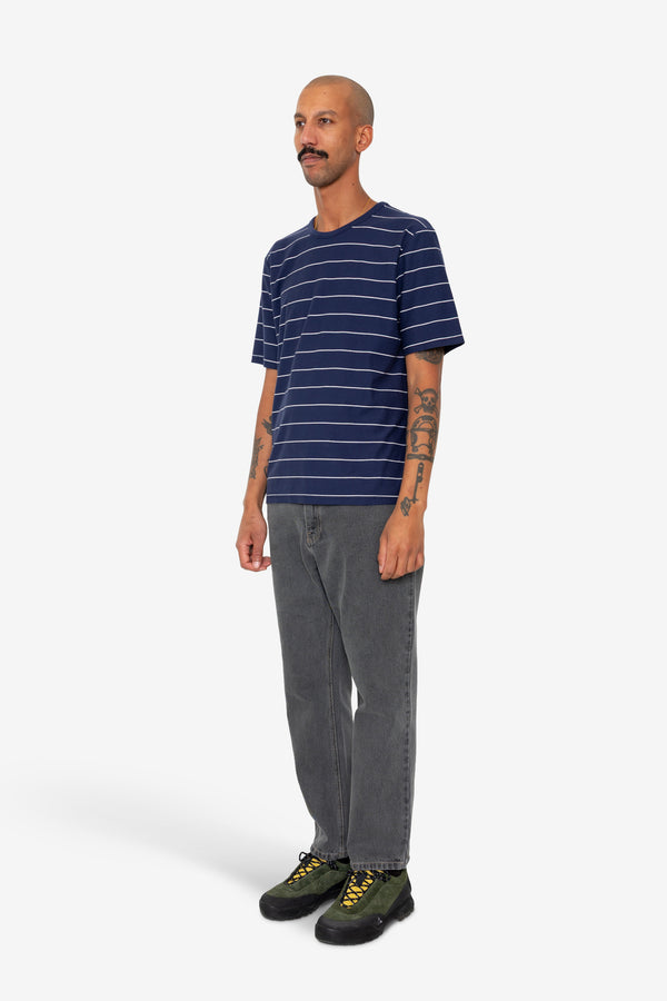 Folk Microstripe T-Shirt - Navy / Ecru