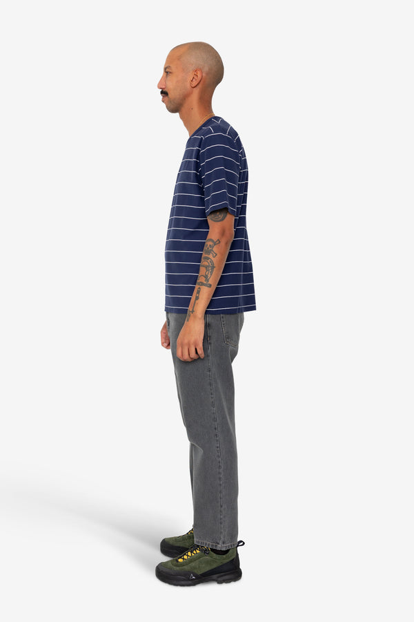 Folk Microstripe T-Shirt - Navy / Ecru