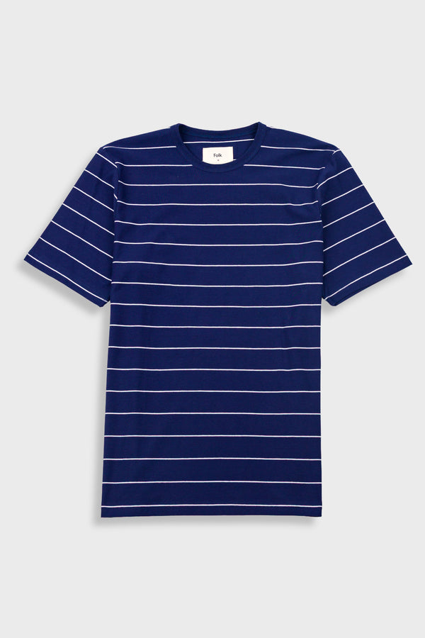 folk Microstripe T-Shirt - Navy / Ecru