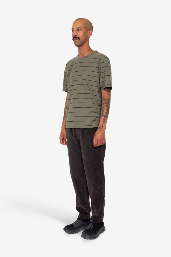 Folk Microstripe T-Shirt - Olive / Black