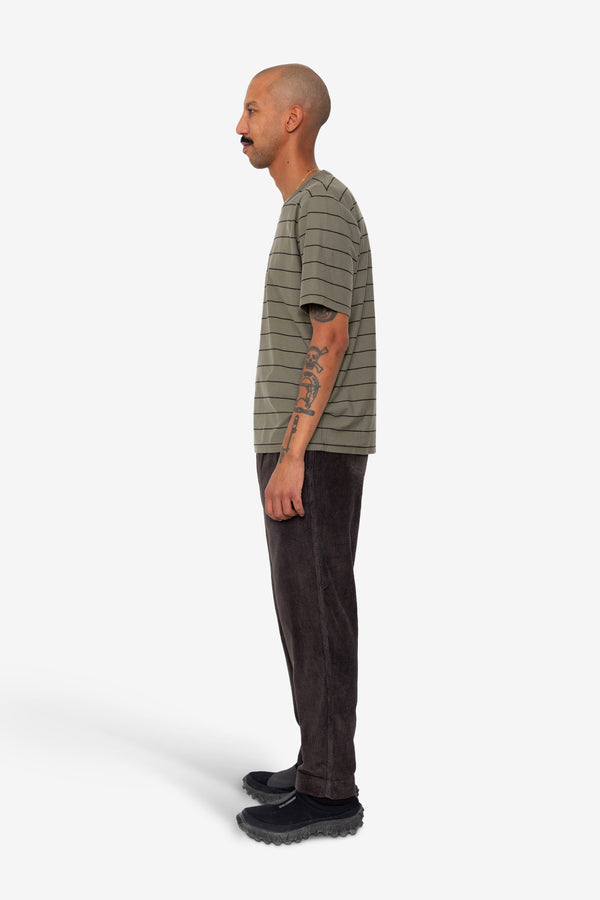 Folk Microstripe T-Shirt - Olive / Black
