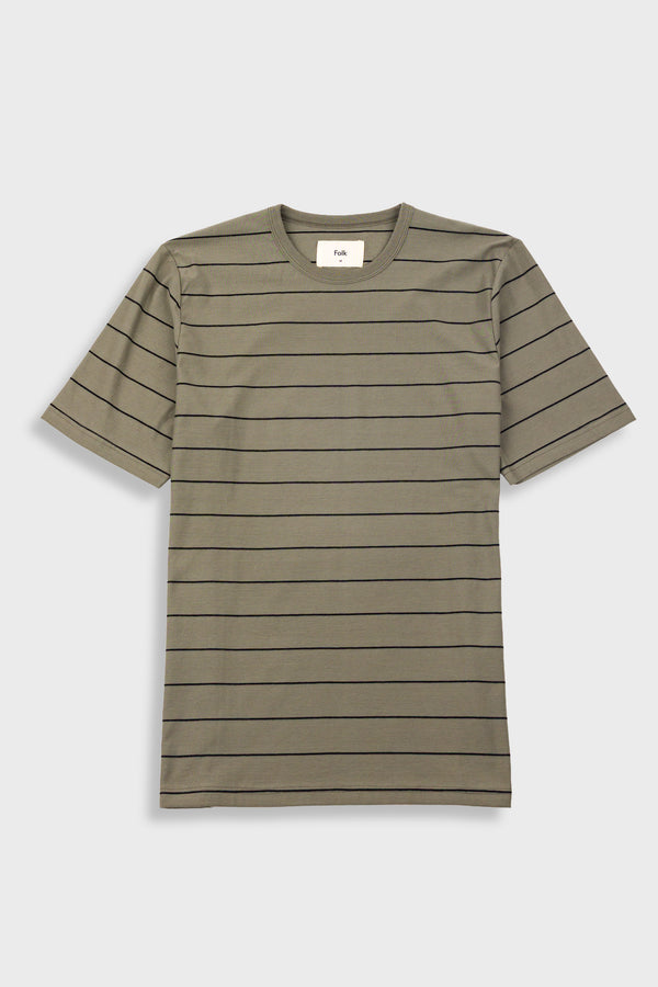 folk Microstripe T-Shirt - Olive / Black