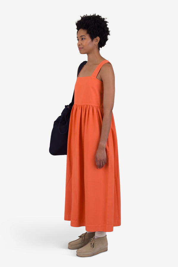 Folk Midi Day Dress - Dark Orange