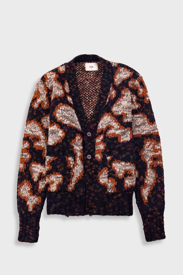 folk Mixed Yarn Cardigan - Espresso Mix