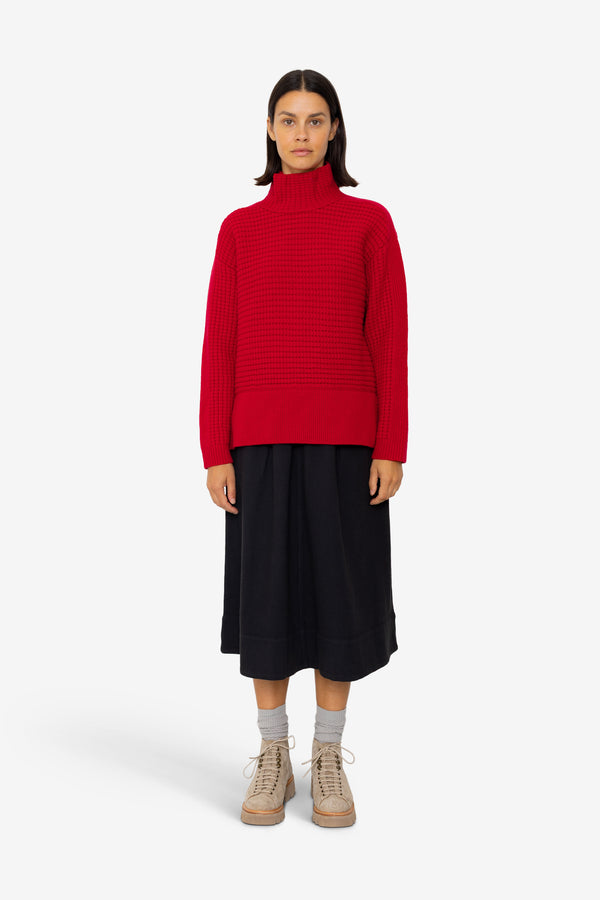 Folk Open Funnel Neck Jumper - Carnation