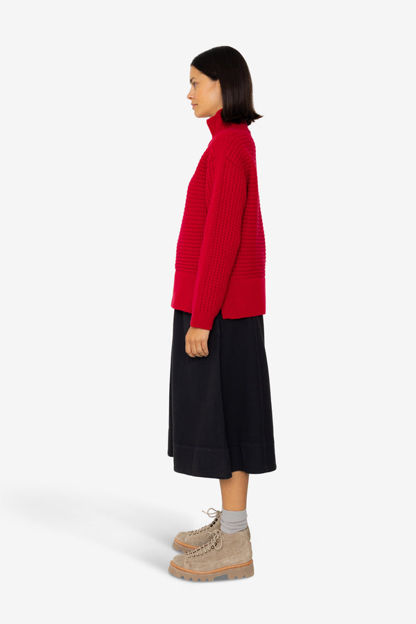 Folk Open Funnel Neck Jumper - Carnation