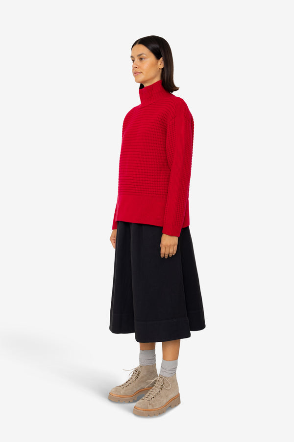 Folk Open Funnel Neck Jumper - Carnation