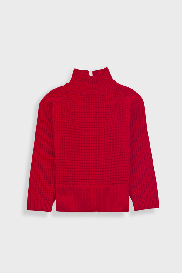 folk Open Funnel Neck Jumper - Carnation