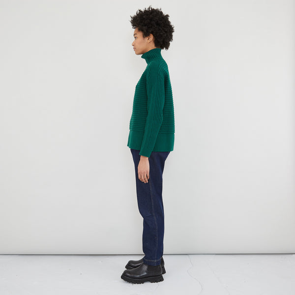 Folk Open Funnel Neck Jumper - Forest Green