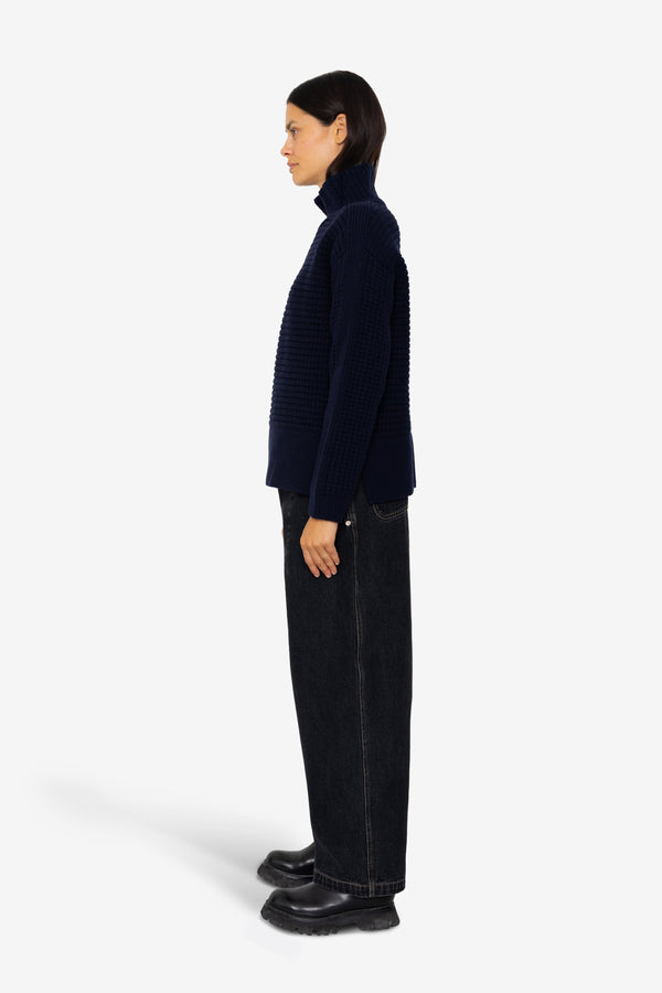 Folk Open Funnel Neck Jumper - Navy