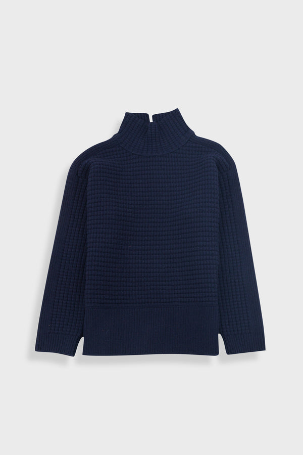 folk Open Funnel Neck Jumper - Navy