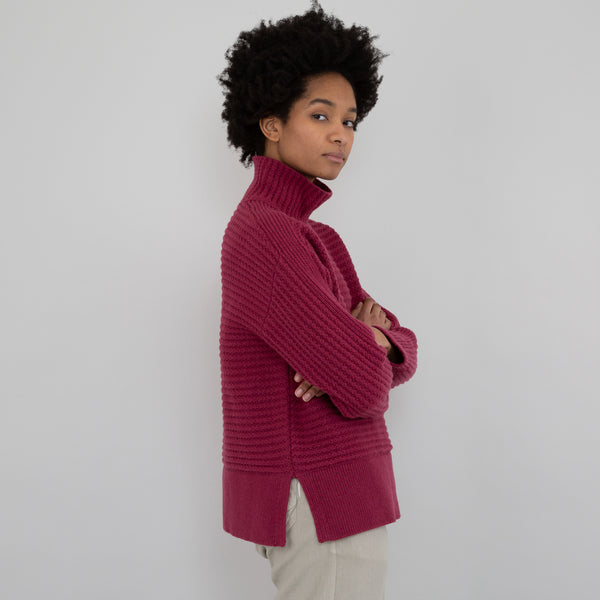 folk Open Funnel Neck Jumper - Pomegranate
