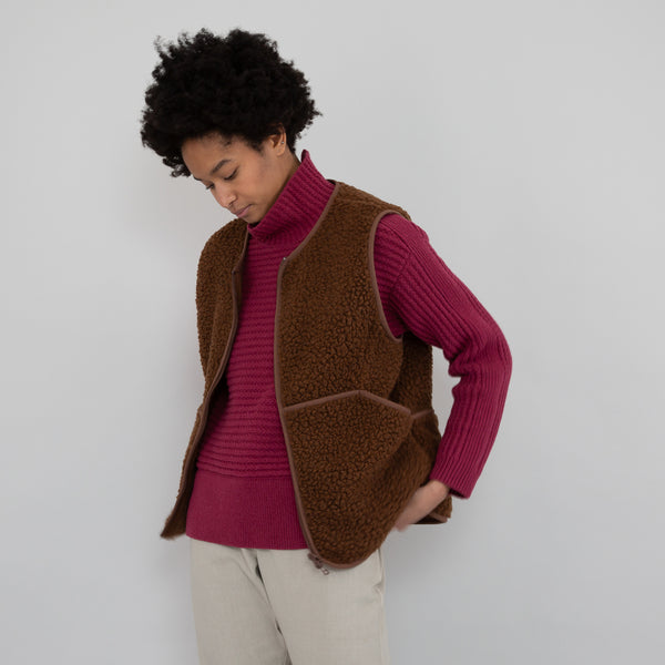 Folk Open Funnel Neck Jumper - Pomegranate