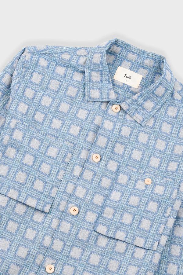 Folk Patch Overshirt - Blue Tile Tapestry